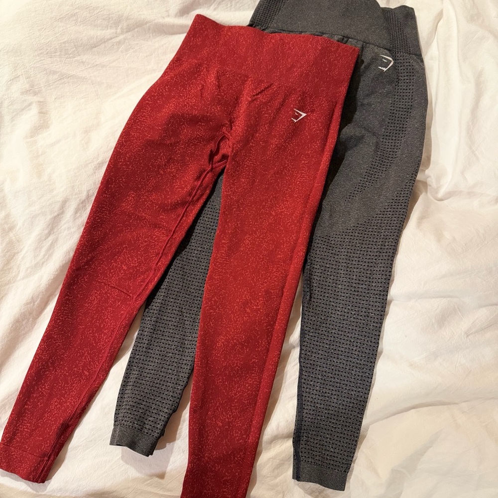 Gymshark Women’s Seamless Leggings - Red and Gray